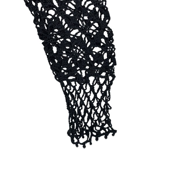 Boho Crochet Mesh Tie Up Top/Cardigan black, shrug or bolero punk, goth sz sm - Picture 8 of 13